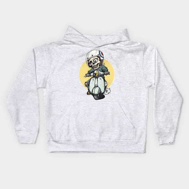 Skeleton Scooter - UK Mod Kids Hoodie by funkymonkeytees